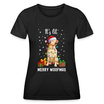 Es Leuchtet Frohe Wuffmas - Frauen Funktions-T-Shirt - Schwarz - Vorne - AI Model Female 172 light (172cm)