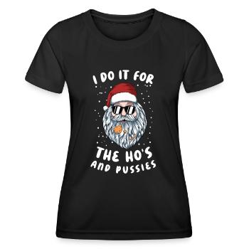 I do it for the hos Santa cat beard - Women's Functional T-Shirt - black - Front - AI Model Female 172 light (172cm)