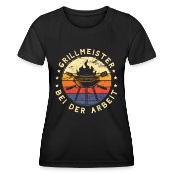 Grillmeister bei der Arbeit für Hobbygriller - Frauen Funktions-T-Shirt - Schwarz - Vorne - AI Model Female 172 light (172cm)