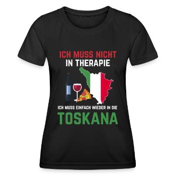 Toskana Urlaub Italien Reise Spruch Therapie - Frauen Funktions-T-Shirt - Schwarz - Vorne - AI Model Female 172 light (172cm)