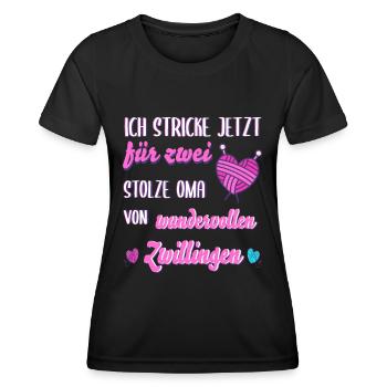 Oma von zwillingen Geburt stricken Geschenk - Frauen Funktions-T-Shirt - Schwarz - Vorne - AI Model Female 172 light (172cm)