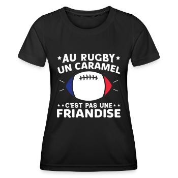 Au Rugby Un Caramel C'est Pas Une Friandise - T-shirt sport Femme - noir - Devant - AI Model Female 172 light (172cm)