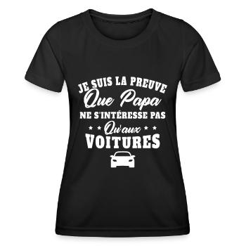 Je suis la preuve que papa t-shirt voiture - T-shirt sport Femme - noir - Devant - AI Model Female 172 light (172cm)