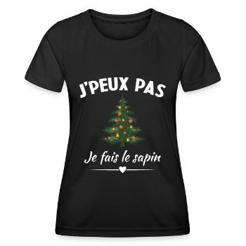 Je peux pas je fais le sapin - T-shirt sport Femme - noir - Devant - AI Model Female 172 light (172cm)
