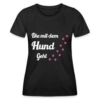 The one who walks with the dog Dogs Mom - Women's Functional T-Shirt - black - Front - AI Model Female 172 light (172cm)