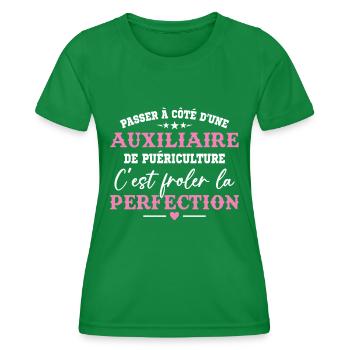 Auxiliaire de puériculture Puéricultrice Métier - T-shirt sport Femme - vert - Devant - AI Model Female 172 dark (172cm)