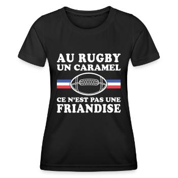 Au Rugby Un Caramel C'est Pas Une Friandise - T-shirt sport Femme - noir - Devant - AI Model Female 172 light (172cm)