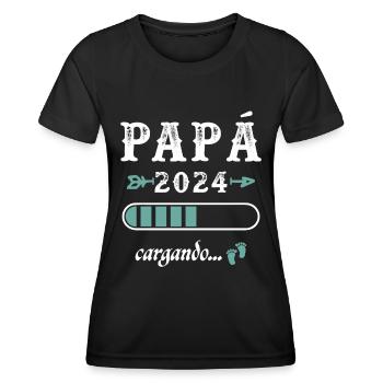 Papa 2024 Chargement Cadeau Futur Père - T-shirt sport Femme - noir - Devant - AI Model Female 172 light (172cm)