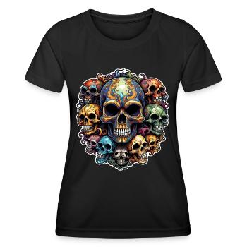 Decorative Large Skull with Small Skulls - Women's Functional T-Shirt - black - Front - AI Model Female 172 light (172cm)