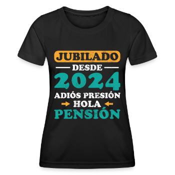 Im Ruhestand ab 2024 Auf Wiedersehen Druck Hallo Pension - Frauen Funktions-T-Shirt - Schwarz - Vorne - AI Model Female 172 light (172cm)