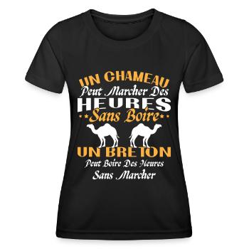 Breton peut boire des heures sans marcher - T-shirt sport Femme - noir - Devant - AI Model Female 172 light (172cm)