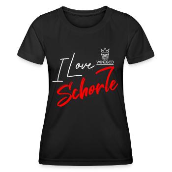 Winegod lustiger Spruch I love Schorle - Frauen Funktions-T-Shirt - Schwarz - Vorne - AI Model Female 172 light (172cm)
