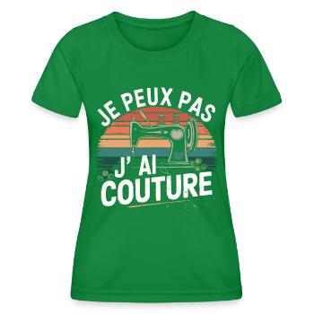 La Couture, Ma Passion - Look Vintage Authentique - T-shirt sport Femme - vert - Devant - AI Model Female 172 dark (172cm)