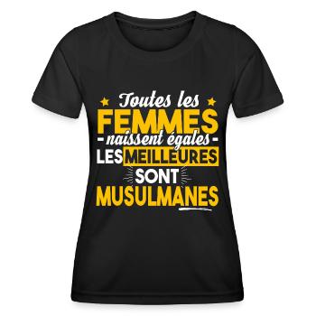 Musulmane Musulman Religion Islam Foi Allah Humour - T-shirt sport Femme - noir - Devant - AI Model Female 172 light (172cm)