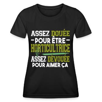 Horticultrice Horticulture Arbre Nature Métier - T-shirt sport Femme - noir - Devant - AI Model Female 172 light (172cm)