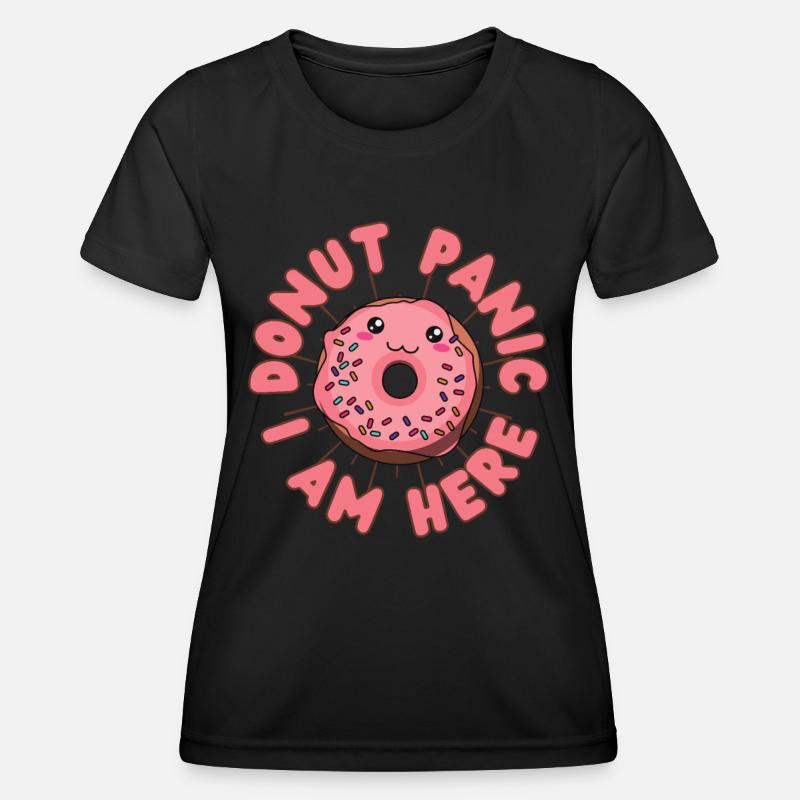 Donut panic Donut kawaii - Maglietta sportiva per donna - nero