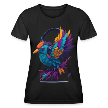 music birdie - Women's Functional T-Shirt - black - Front - AI Model Female 172 light (172cm)
