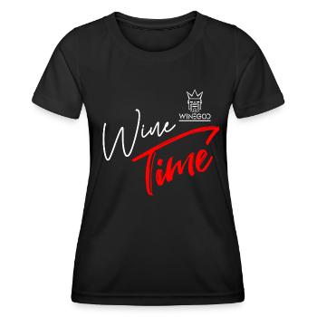Winegod lustiger Spruch Wine Time - Frauen Funktions-T-Shirt - Schwarz - Vorne - AI Model Female 172 light (172cm)