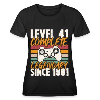 Level 41 Full Vintage Anniversary 41 Years - Women's Functional T-Shirt - black - Front - AI Model Female 172 light (172cm)