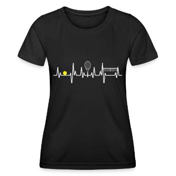 Tennis Herzschlag Tennisball Tennisnetz Motiv - Frauen Funktions-T-Shirt - Schwarz - Vorne - AI Model Female 172 light (172cm)