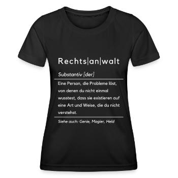 Lustige Rechtsanwalt Definition Rechtsberatung - Frauen Funktions-T-Shirt - Schwarz - Vorne - AI Model Female 172 light (172cm)