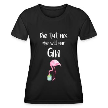 Die will nur Gin Flamingo Cocktail Tonic Alkohol - Frauen Funktions-T-Shirt - Schwarz - Vorne - AI Model Female 172 light (172cm)