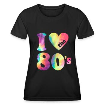 J’adore le carnaval rétro des années 80 Fête à thème des années 80 - T-shirt sport Femme - noir - Devant - AI Model Female 172 light (172cm)