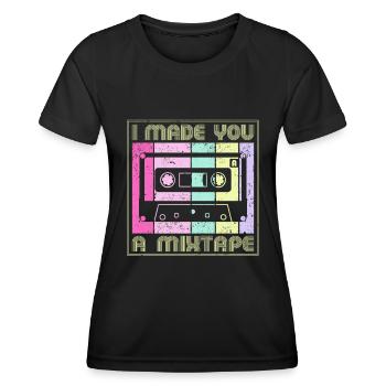 80s 90s Cassette Mixtape Retro Funny - T-shirt sport Femme - noir - Devant - AI Model Female 172 light (172cm)