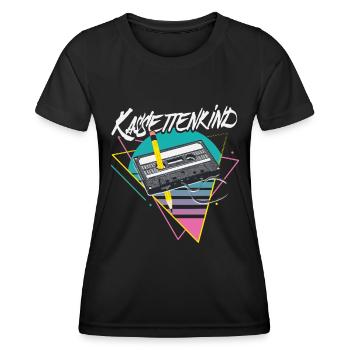 Kassettenkind 80er 90er Kassette Mixtape Lustig - Frauen Funktions-T-Shirt - Schwarz - Vorne - AI Model Female 172 light (172cm)