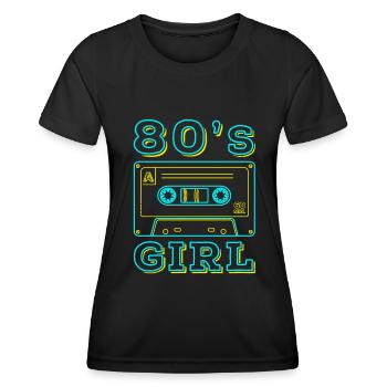 80s Fille Retro Carnaval 80s Thème Fête Cadeau - T-shirt sport Femme - noir - Devant - AI Model Female 172 light (172cm)