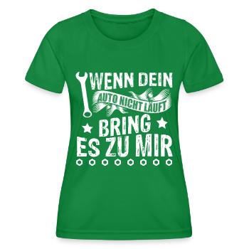 Schrauber Mechaniker Auto Motor - Frauen Funktions-T-Shirt - Kelly Green - Vorne - AI Model Female 172 dark (172cm)
