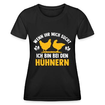 wenn ihr mich sucht ich bin bei den hühnern - Frauen Funktions-T-Shirt - Schwarz - Vorne - AI Model Female 172 light (172cm)