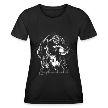 LANGHAARDACKEL Hounds Dog portrait Wilsigns - Women's Functional T-Shirt - black - Front - AI Model Female 172 light (172cm)