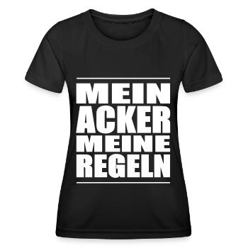 Mein Acker mein Regeln. Landwirtschaft Agrar Bauer - Frauen Funktions-T-Shirt - Schwarz - Vorne - AI Model Female 172 light (172cm)