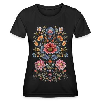 Originelles Blumenmuster - Frauen Funktions-T-Shirt - Schwarz - Vorne - AI Model Female 172 light (172cm)