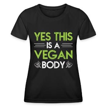 veganer Körper Vegan Veganer - Frauen Funktions-T-Shirt - Schwarz - Vorne - AI Model Female 172 light (172cm)