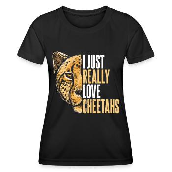 Gepard sagt afrikanische Tierwelt - Frauen Funktions-T-Shirt - Schwarz - Vorne - AI Model Female 172 light (172cm)