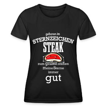 Sternzeichen Steak - Frauen Funktions-T-Shirt - Schwarz - Vorne - AI Model Female 172 light (172cm)