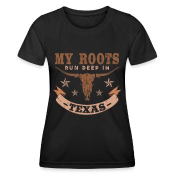 Mes racines sont profondément ancrées au Texas - T-shirt sport Femme - noir - Devant - AI Model Female 172 light (172cm)