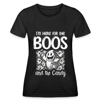 Je suis ici pour les huées et les bonbons, Halloween - T-shirt sport Femme - noir - Devant - AI Model Female 172 light (172cm)