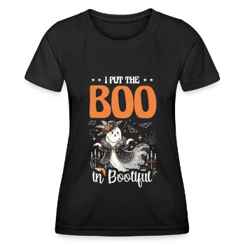 J’ai le boo dans Bootiful, jeux de mots d’Halloween - T-shirt sport Femme - noir - Devant - AI Model Female 172 light (172cm)