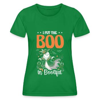 Ich Habe Den Boo In Bootiful, Halloween Wortspiele - Frauen Funktions-T-Shirt - Kelly Green - Vorne - AI Model Female 172 dark (172cm)
