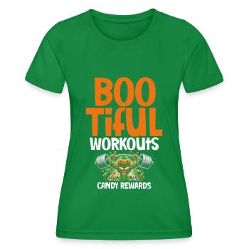 Boo-tiful Workouts Süßigkeiten, Fitness Leckereien - Frauen Funktions-T-Shirt - Kelly Green - Vorne - AI Model Female 172 dark (172cm)