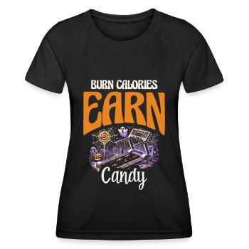 Burn Calories Candy Earn Halloween - Women's Functional T-Shirt - black - Front - AI Model Female 172 light (172cm)