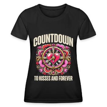 Countdown to Kisses and Forever, New Year's romance - Women's Functional T-Shirt - black - Front - AI Model Female 172 light (172cm)