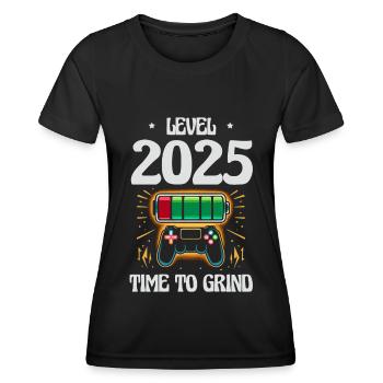 Niveau 2025 Temps de mouture, Objectifs de jeu, Jour de l’An - T-shirt sport Femme - noir - Devant - AI Model Female 172 light (172cm)
