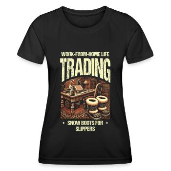 Work From Home Life Swap Snow Boots Slipper - Women's Functional T-Shirt - black - Front - AI Model Female 172 light (172cm)