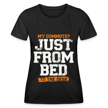 Mein Weg vom Bett zum Schreibtisch Fernarbeit Spaß - Frauen Funktions-T-Shirt - Schwarz - Vorne - AI Model Female 172 light (172cm)