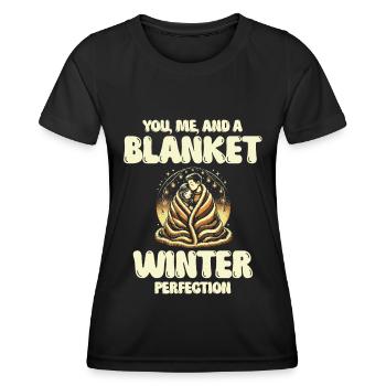 You, Me and Blanket, Winter Perfection, Love, Winter - Women's Functional T-Shirt - black - Front - AI Model Female 172 light (172cm)