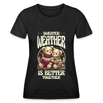 Pullover-Wetter ist zusammen besser Winterstimmung - Frauen Funktions-T-Shirt - Schwarz - Vorne - AI Model Female 172 light (172cm)